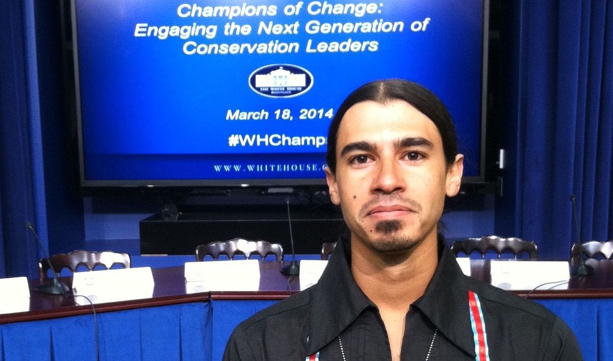 Anthony Ciocco of the Mvskoke tribe, who is also a White House recognized Champion for Change. was awarded $25,000 from the North Face Company in partnership with the DOI.   Photo: www.conservationlegacy.org