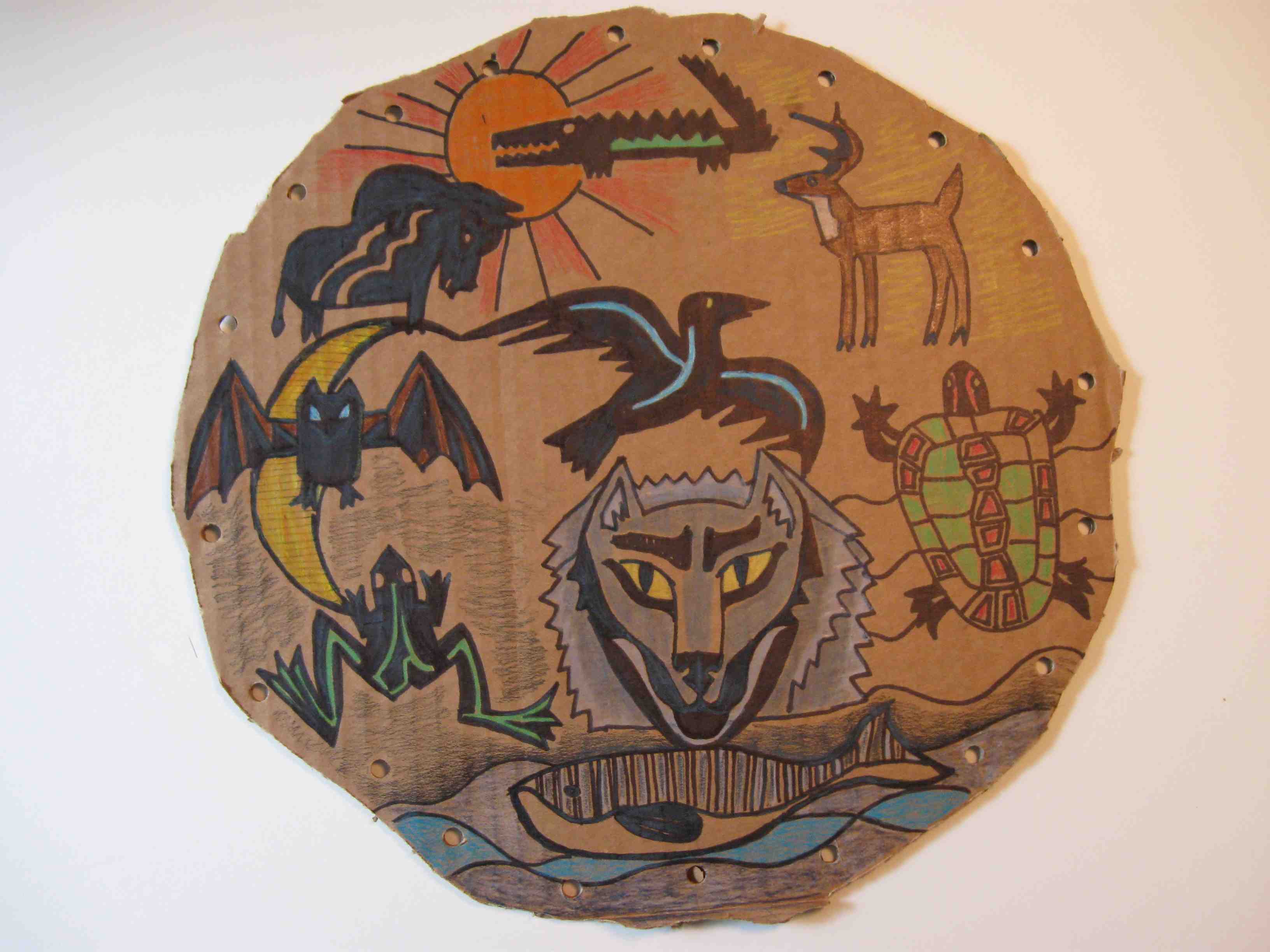 A Plains Indian shield created by a talented kid during a workshop at the Mitchell.