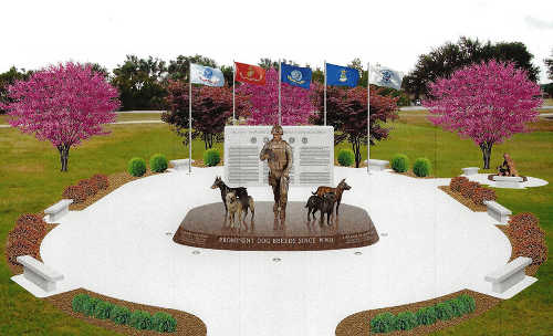 A graphic of what the completed national war dogs memorial will look like. Courtesy of Paula Slater/Lake County News.