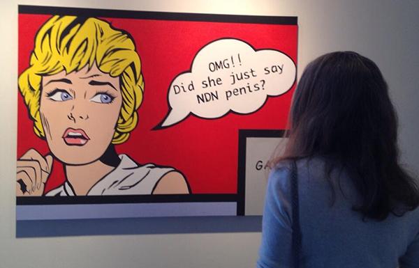 Kevin Griffin of the Vancouver Sun's 'Art Seen' blog tweeted the above photo from the RezErect show at the Bill Reid Gallery. Photo courtesy Kevin Griffin.
